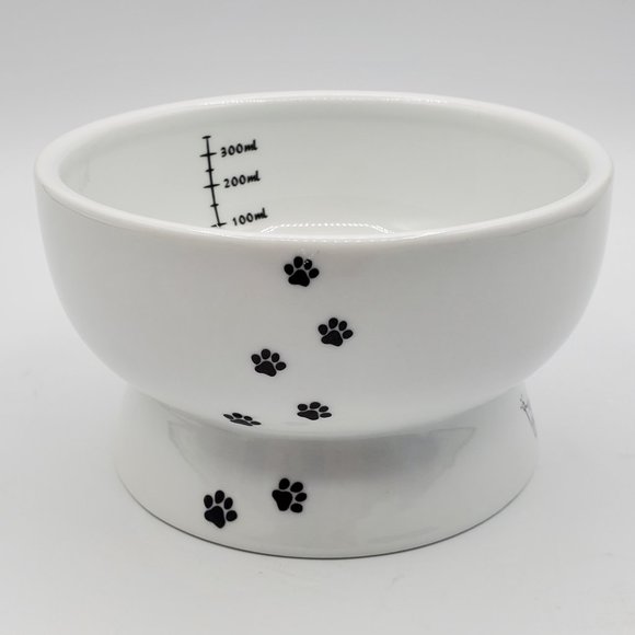 Neco Ichi Raised Cat Water Bowl, Cat, Ceramic, Paw Prints and Cat Silhouette - Picture 3 of 9